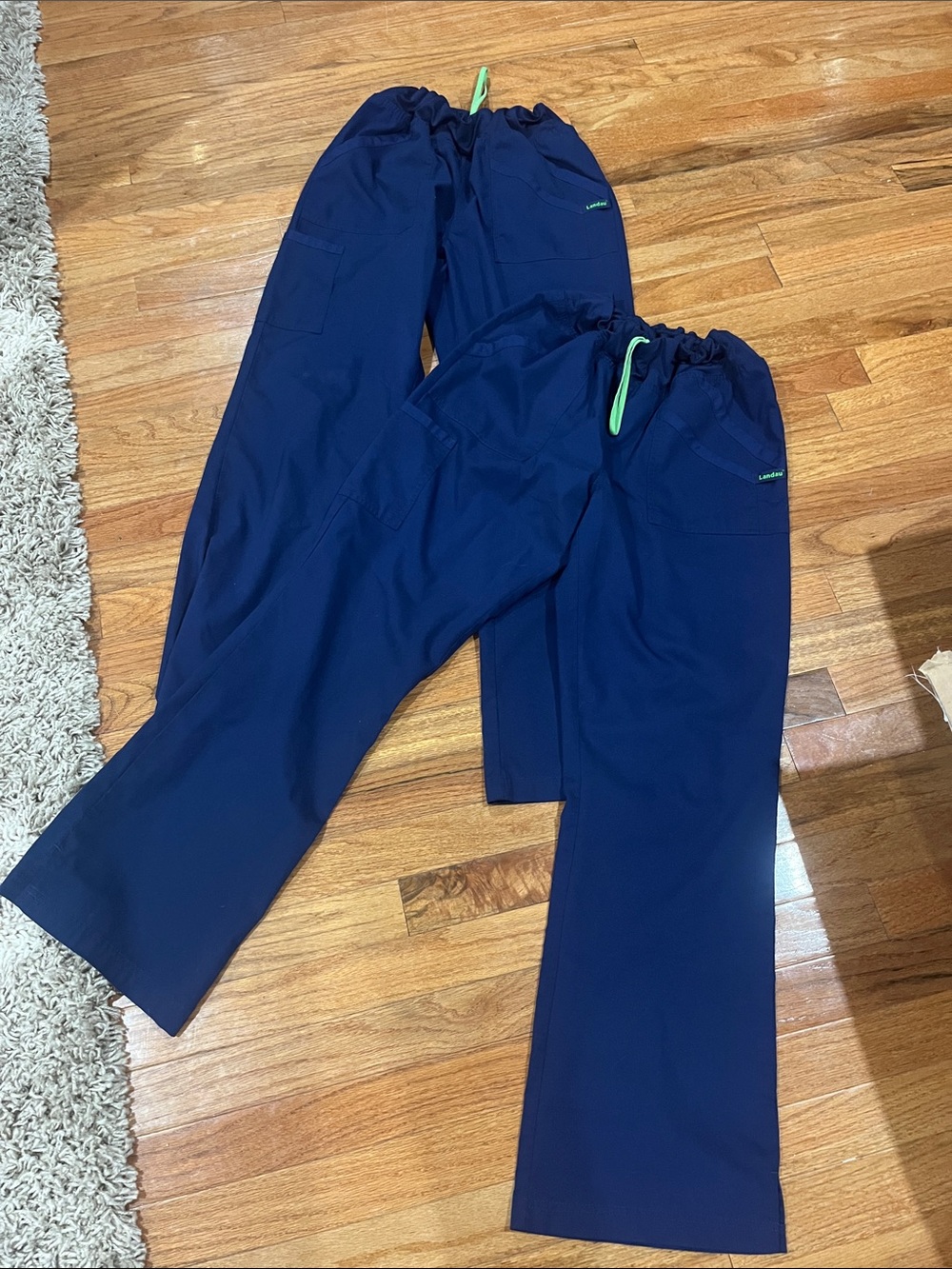 Landau Navy Scrub Joggers with Lime Drawstring